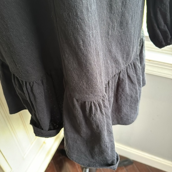 FP Beach Black Pull Over Collared Cotton ‎ Long Sleeve Baby Doll Dress - Picture 6 of 12